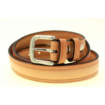 32mm brown Latigo leather belt with brushed gun metal buckle